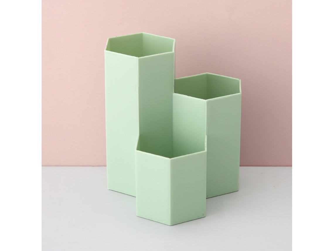 Pote Criativo Hexagonal Multifuncional Verde para Armazenar Maquiagem BRILVIBERA