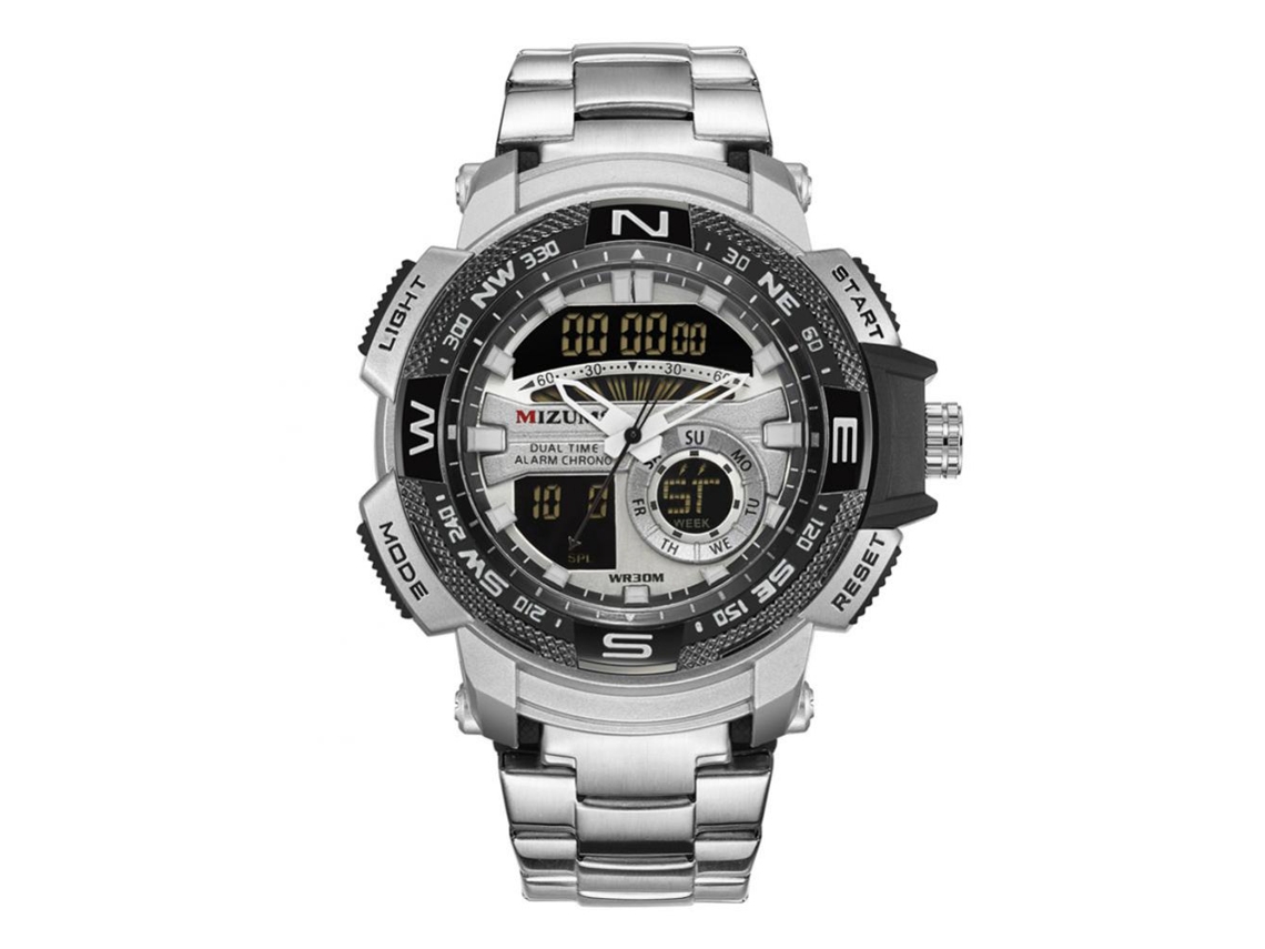 Relógio esportivo casual masculino à prova d'água com movimento de quartzo e pulseira de aço inoxidável (branco)
