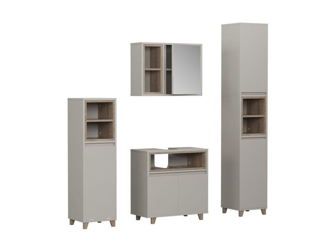 Mobiliário Casa de Banho Conjunto Elnor 4 Peças Bege Carvalho 60x61x30cm VICCO