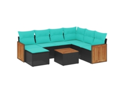 Conjunto de Sofá de Jardim, 9 Peças, Almofadas, Rattan Marrom MAISON EXCLUSIVE