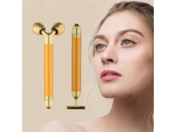 Massageador Facial Yyh 2 em 1 com Rolo 3d e Formato de T para Lifting Antirrugas Dourado GOKOCO