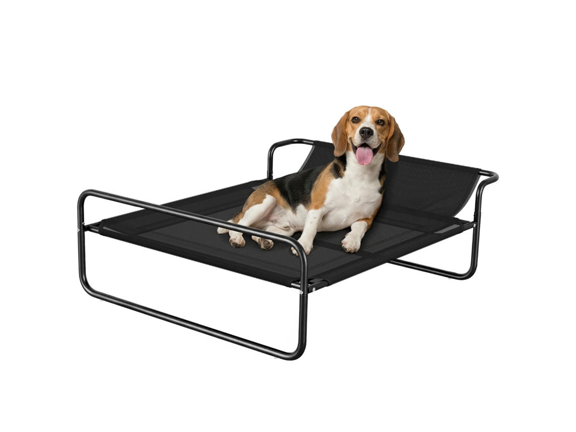 Cama Elevada Com Encosto De Cabeça Interno E Externo, 106x81x33 Cm, Preta
