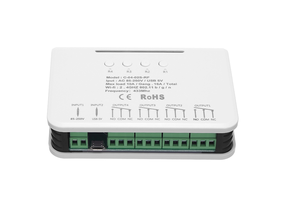 Interruptor Inteligente Wifi Primerox 4 Canais Rf 433mhz Compatível com Alexa Google Home