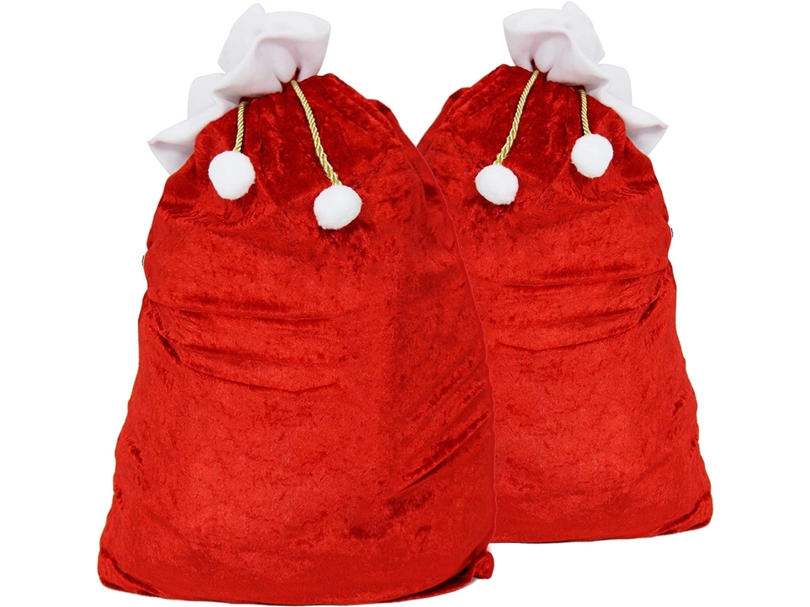 Duas Grandes Sacolas de Presente de Natal em Veludo Vermelho, Decorações Natalícias, Ergonômico, Uso Diário STELASPLEN