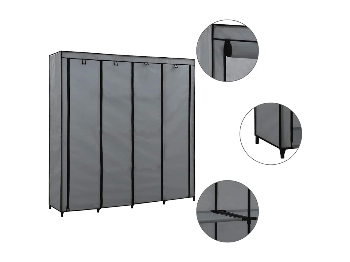 Vidaxl Roupeiro Com 4 Compartimentos 175x45x170 Cm Cinzento
