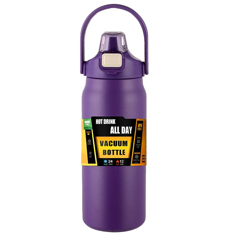 Copo Térmico Com Canudo E Isolamento A Vácuo Em Aço Inoxidável 304 (roxo).
