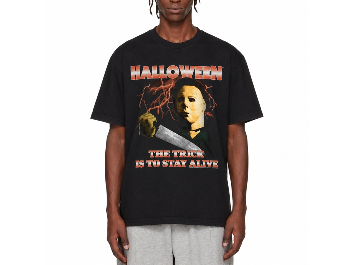 Rockinstone Halloween Movie Lightning Black Adult T-shirt Size:m