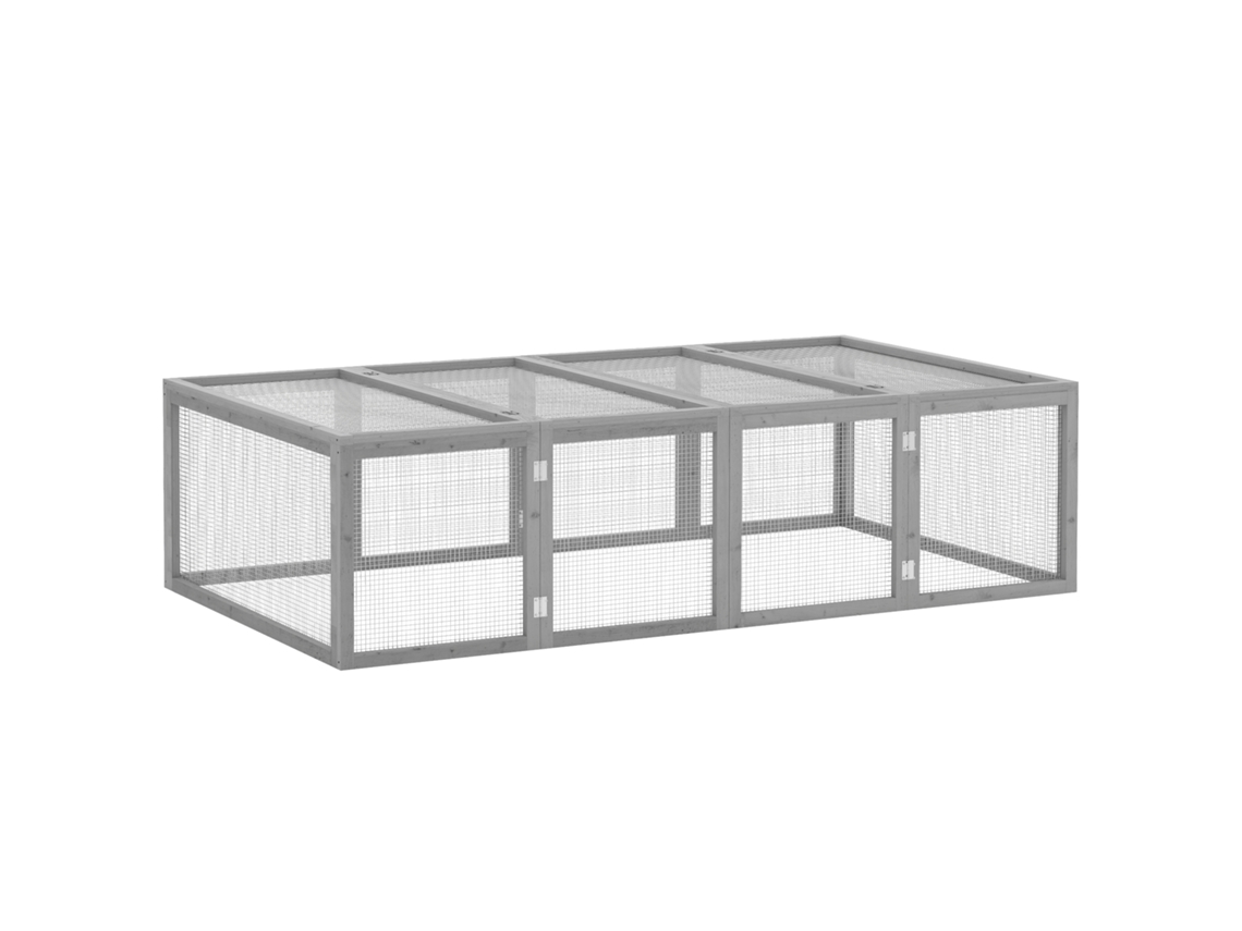 Gaiola Pequeno Animal ABETO com porta e recinto externo 181x100x48cm Cinza