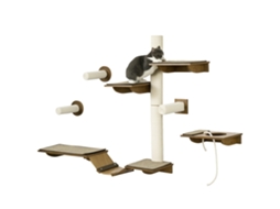 Conjunto de Escadas para Gato, Parede de Escalada, 8 Peças, Até 8 Kg, Robusta, Marrom/creme Branco Ge