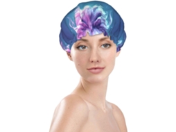 Touca De Banho Feminina, Reutilizável, Impermeável, Dupla Camada, Com Elástico, Ideal Para Cabelos Longos, Com Estampa