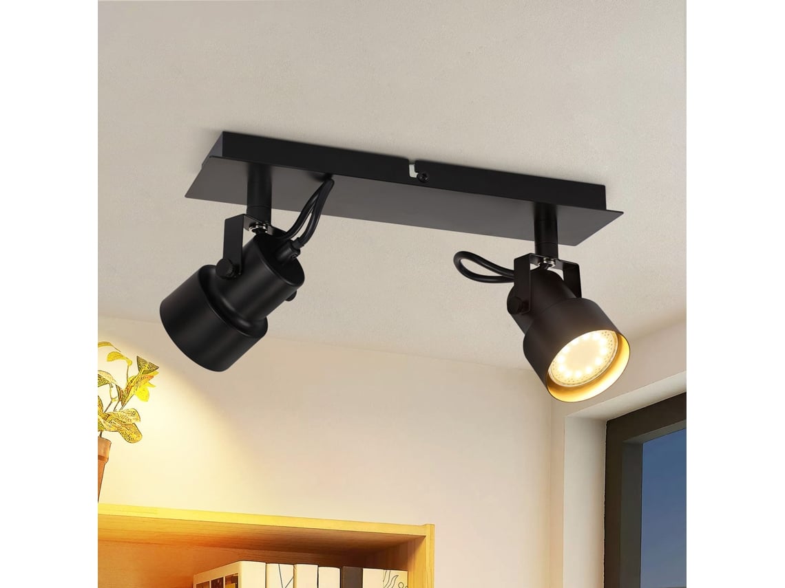 Black Ceiling Spot Vintage Luz De Teto Gu10 Lâmpada De Cozinha Para Ajustável 2 Chamas Vintage 350° Nettlife