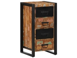 Cajonera de madera maciza reciclada, 40 x 40 x 75 cm, multicolor