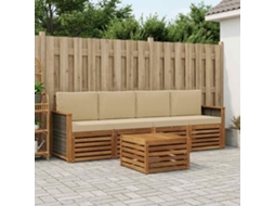Vidaxl Conjunto De Sofás Para Exterior 5 Unid. Natural E Bege