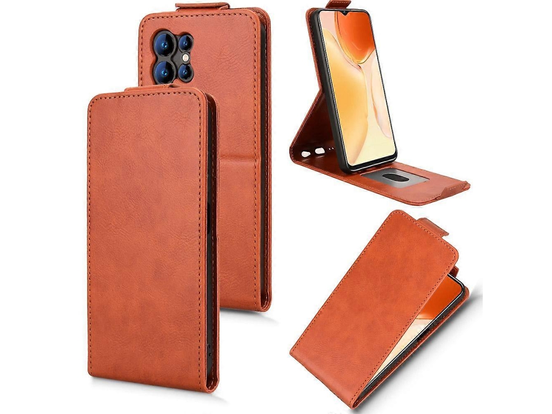 Capa De Couro Com Flip Vertical Magnético E Fivela Para Celular