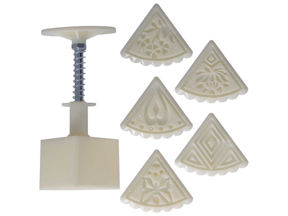 Forma triangular manual para bolo com 5 carimbos para cozinhar em casa