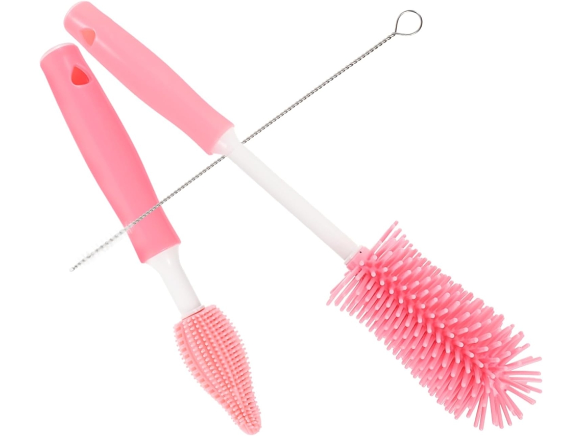Escova De Limpeza Para Mamadeiras Com Cabo Longo E Escova De Silicone Giratória.