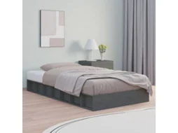Vidaxl Estrutura Cama Peque Solteiro 75x190cm Madeira Maciça Cinzento