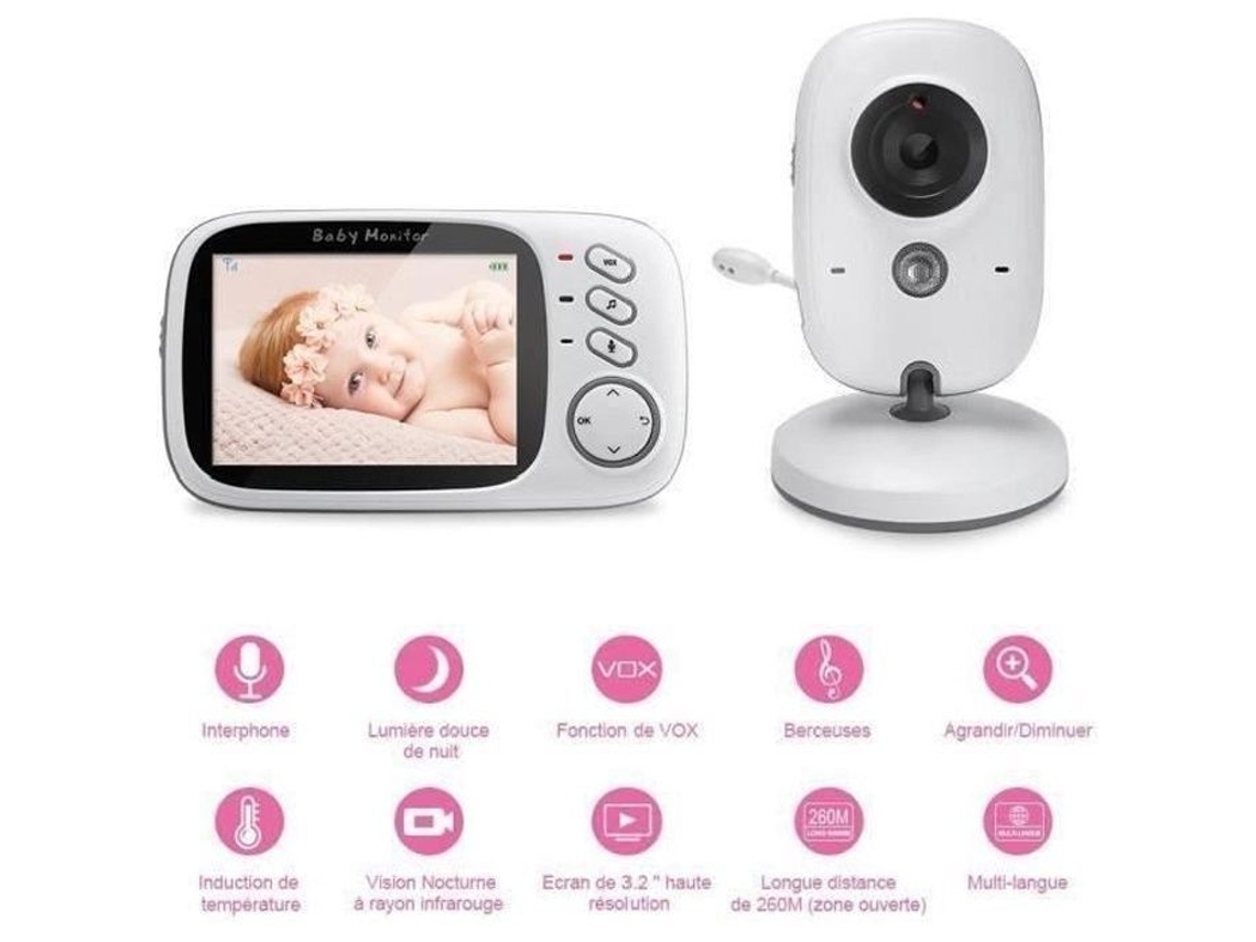 Babá Eletrônica com Câmera, Visão Noturna, Controle de Temperatura AQUAFORGE
