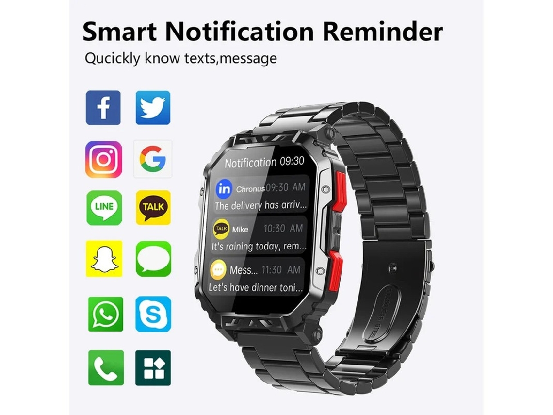 Relógio inteligente Bestvite F407 masculino com Bluetooth para chamadas ao ar livre, à prova d'água, preto