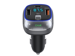 Transmissor Fm YIZHOOD T76 Bluetooth Mp3 Sem Fio Handsfree U Disk Qc3.0 20W Pd Carregamento Rápido Prata