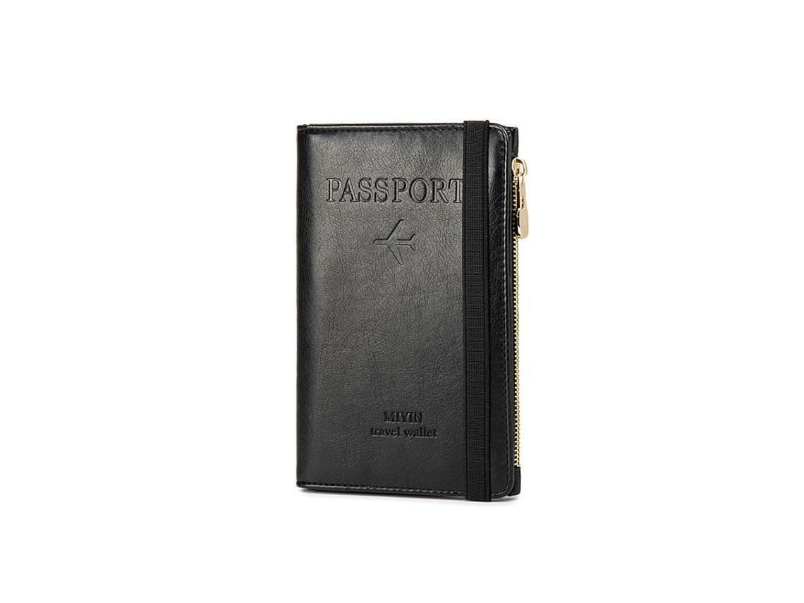 Porta Passaporte De Viagem, Cor Preto, Com Proteção Rfid, Adequado Para Aeroportos, Férias, Cruzeiros E Viagens Profissionais