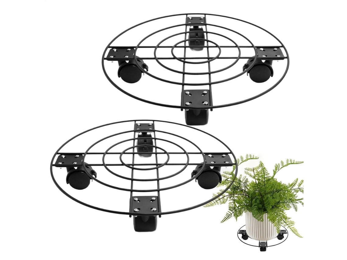 Suporte Para Vaso De Plantas Com Rodinhas E Base Redonda.