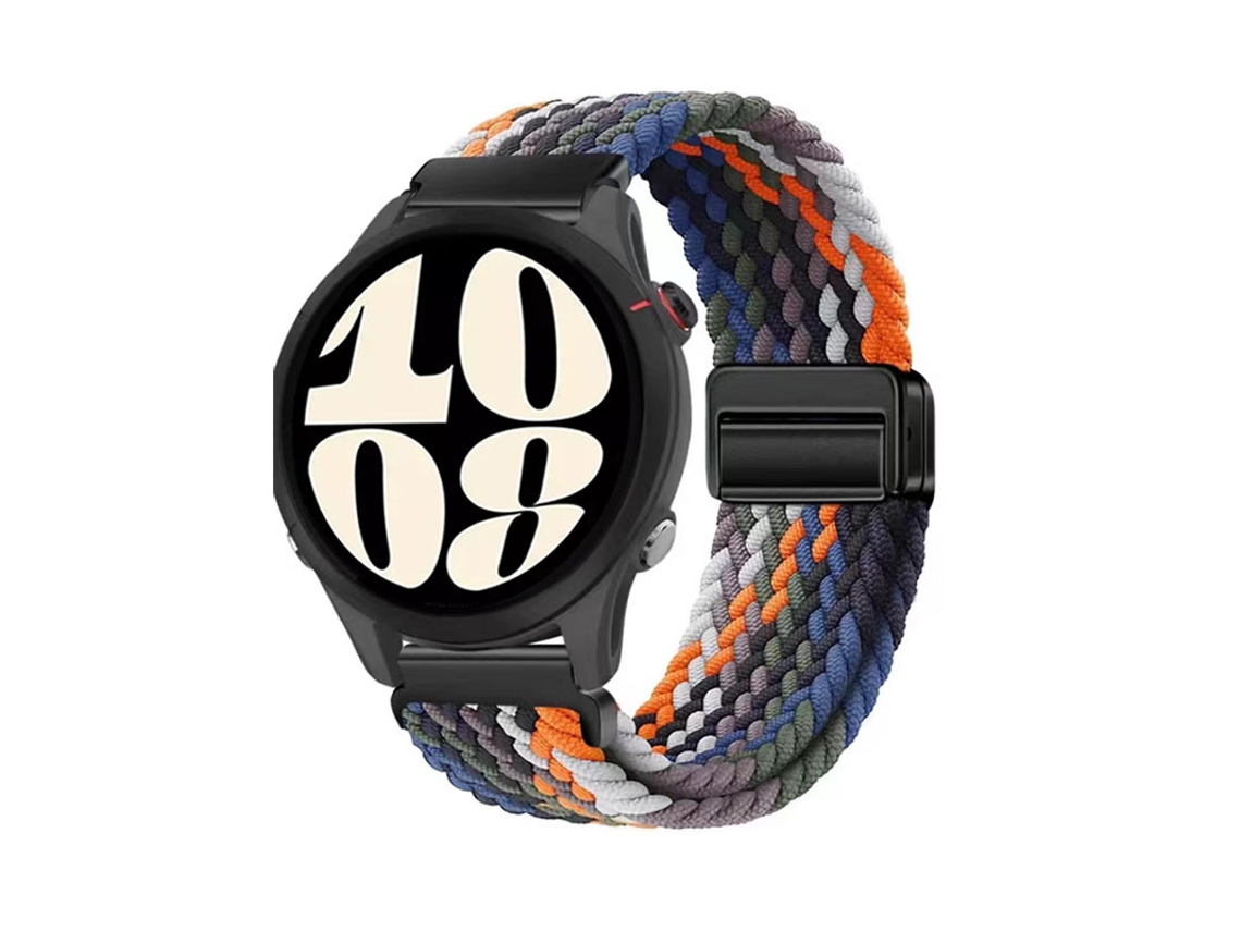Pulseira para relógio com data magnética em nylon trançado, compatível com Huawei Watch 5, Samsung Galaxy Watch 7 e Xiaomi.