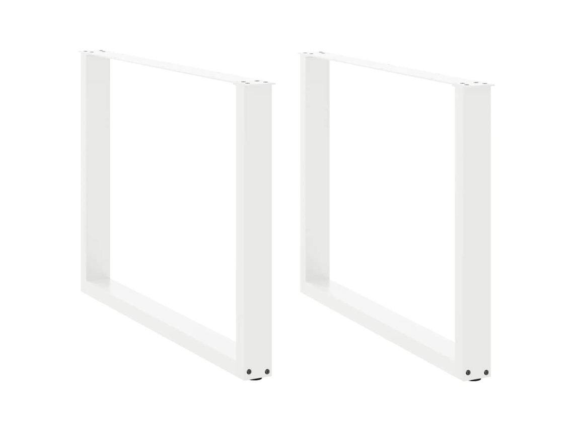 Vidaxl Pés De Mesa De Jantar Em Forma De U, 2 Peças, Branco, 100x (72-73) Cm, Aço