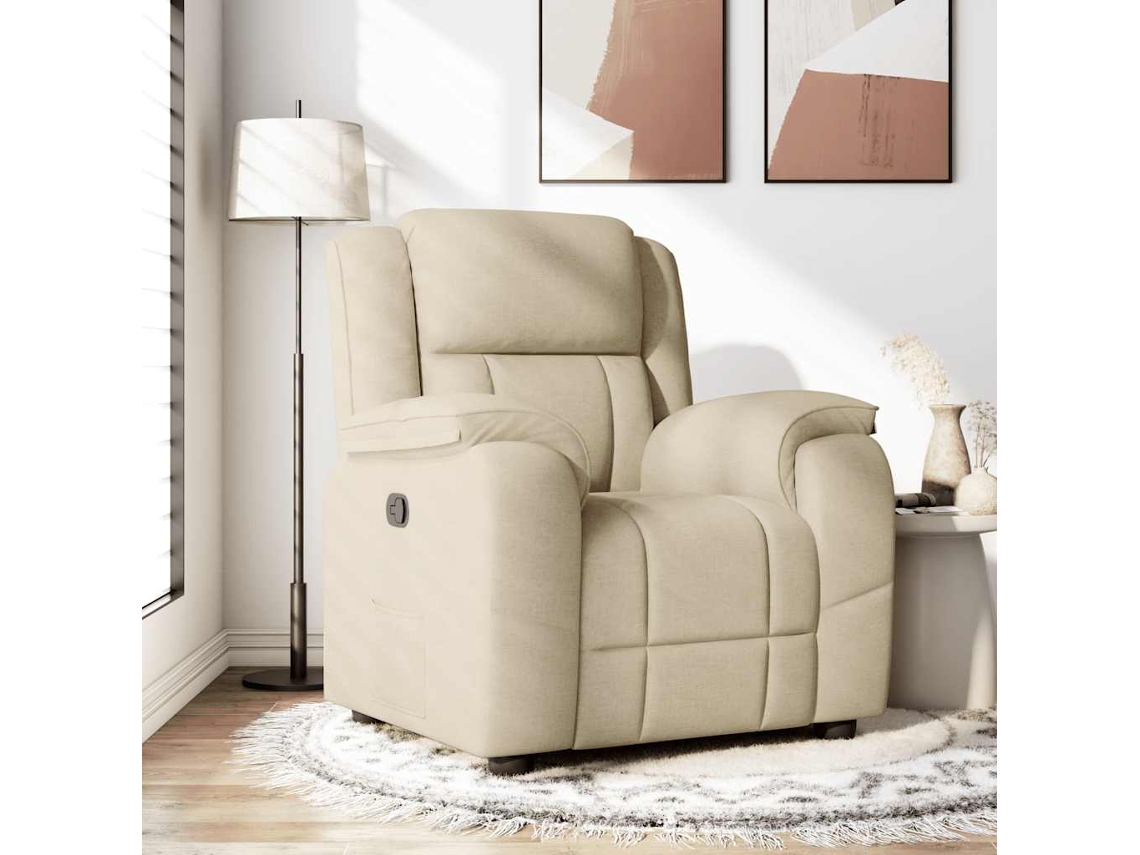 Vidaxl Poltrona Reclinável Tecido Cor Creme