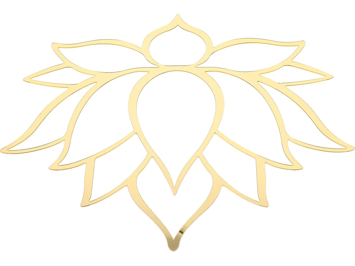 Espelho Parede Acrílico Dourado Formato Lótus Vazado Decoração Quarto Estar Adesivos Flores Colagens GOKOCO