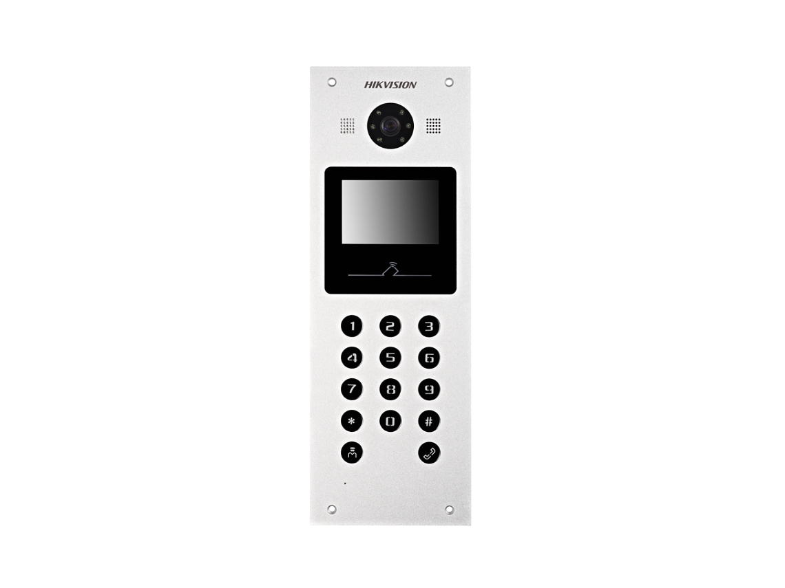 Vídeo Porteiro Ip Hikvision Kd3 2mp Wifi 14 Botões C/abertura Cartão Mf/pin 2 Relés Embutido Ip65