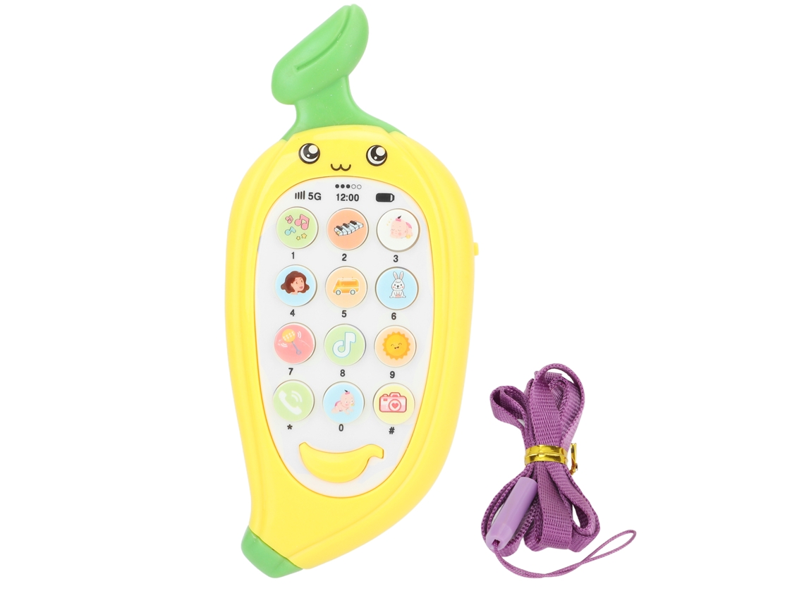 Mali telefone Educativo Bilingue para Bebê com Capa Mordível Silicone Amarelo Banana
