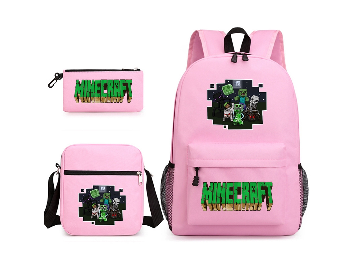 Conjunto Escolar 3 Peças Com Mochila, Cor Rosa