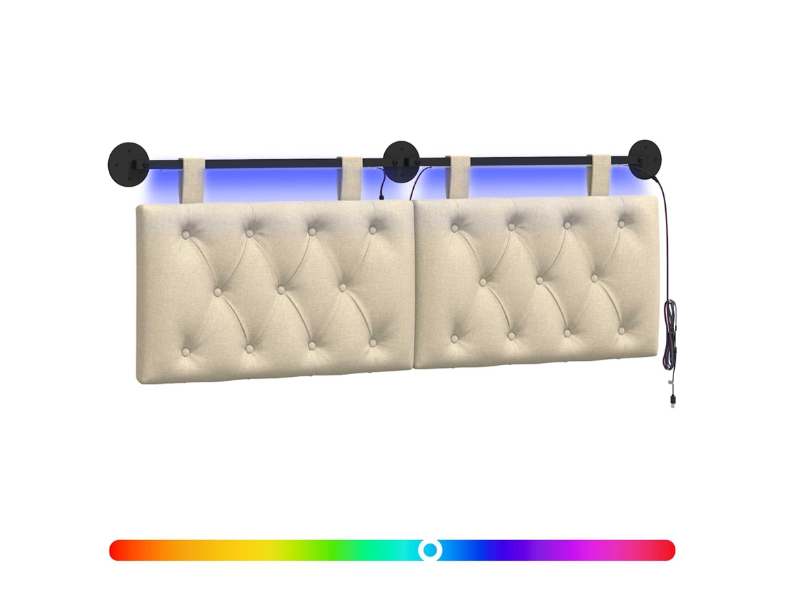 Conjunto 1 Cabeceira Suspensa Vidaxl Creme Tecido (150 X 55 X 7 Cm)