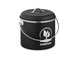 Relaxdays Balde De Compostagem Para Cozinha, 3,5 L, 2 Filtros De Carvão Ativado, Tampa E Alça Em Ferro, Preto
