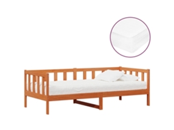 Vidaxl Cama De Dia Com Cabeceira Marron Cera E Branco 90 X 200 Cm