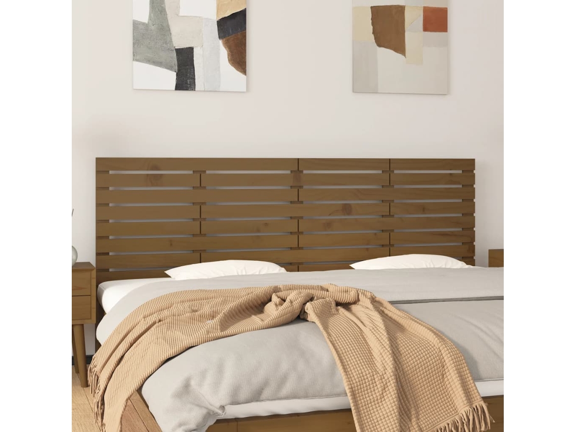 Cabecero de pared 206x3x63 cm Pino macizo marrón miel