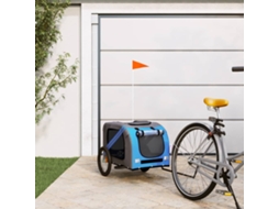 Vidaxl Reboque Bicicleta P/ Animais Tecido Oxford/ferro Azul/cinza