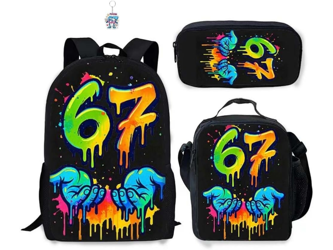 Conjunto 3 Mochilas 67 Cm Com Chaveiros, De 40,6 Cm, Escolares Leves Grande Capacidade, Para Viagens E Como