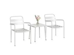 Conjunto de Jardim CHEZMOI 3 peças, mesa e 2 cadeiras com almofadas, cinza