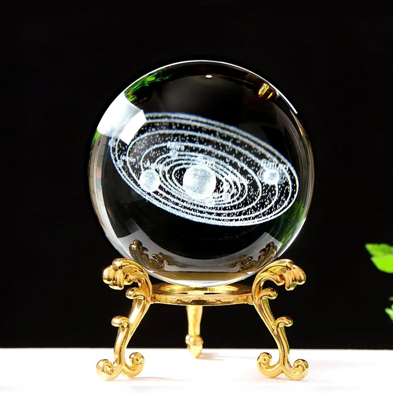 Bola de Cristal 60mm Esfera de Vidro Esculpida em 3d Peso de Papel com Base MDUG (estilo 18 60mm)