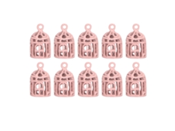Primerox 10pcs Gaiola de Pássaro Miniatura Aço Inoxidável para Casa de Bonecas 1/12 1/6 Rosa