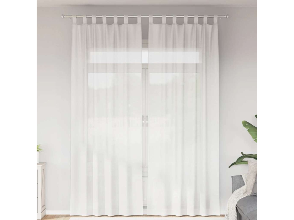 Vidaxl Cortinas De Voile Com Laços 2 Pcs Branco 140x260 Cm
