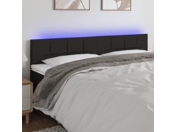 Cabecero con luces LED, tela, 180x5x78/88 cm, negro