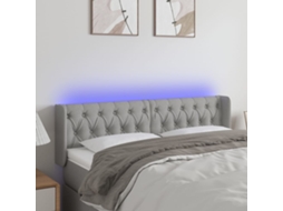 Cabecero con luces LED, tela, 147x16x78/88 cm, gris claro