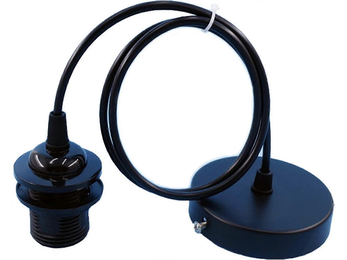 Rebe soporte de Lâmpada Pendente E27, Acessórios de Luz Pendente E27 com Cabo de 1m (preto)