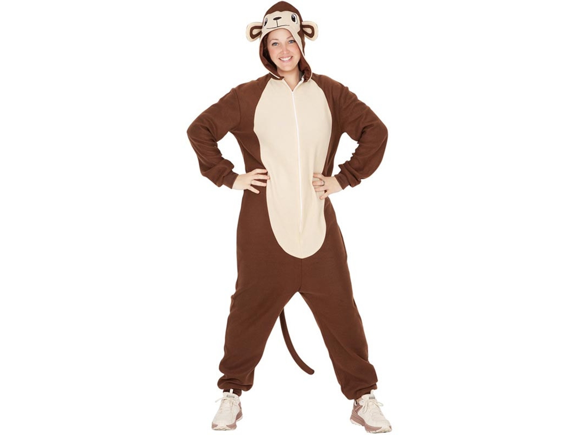 Fato de macaco com capuz e cauda para adulto