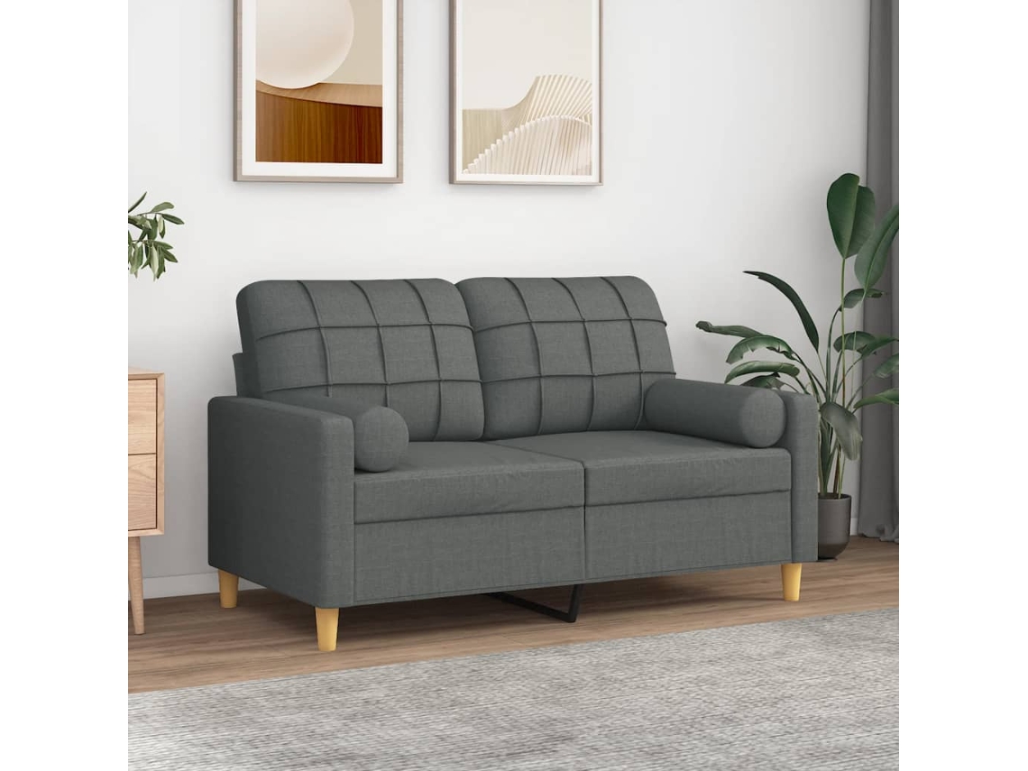 Vidaxl Almofadas Decorativas 2 Pcs Ø15x50 Cm Tecido Cinzento-escuro
