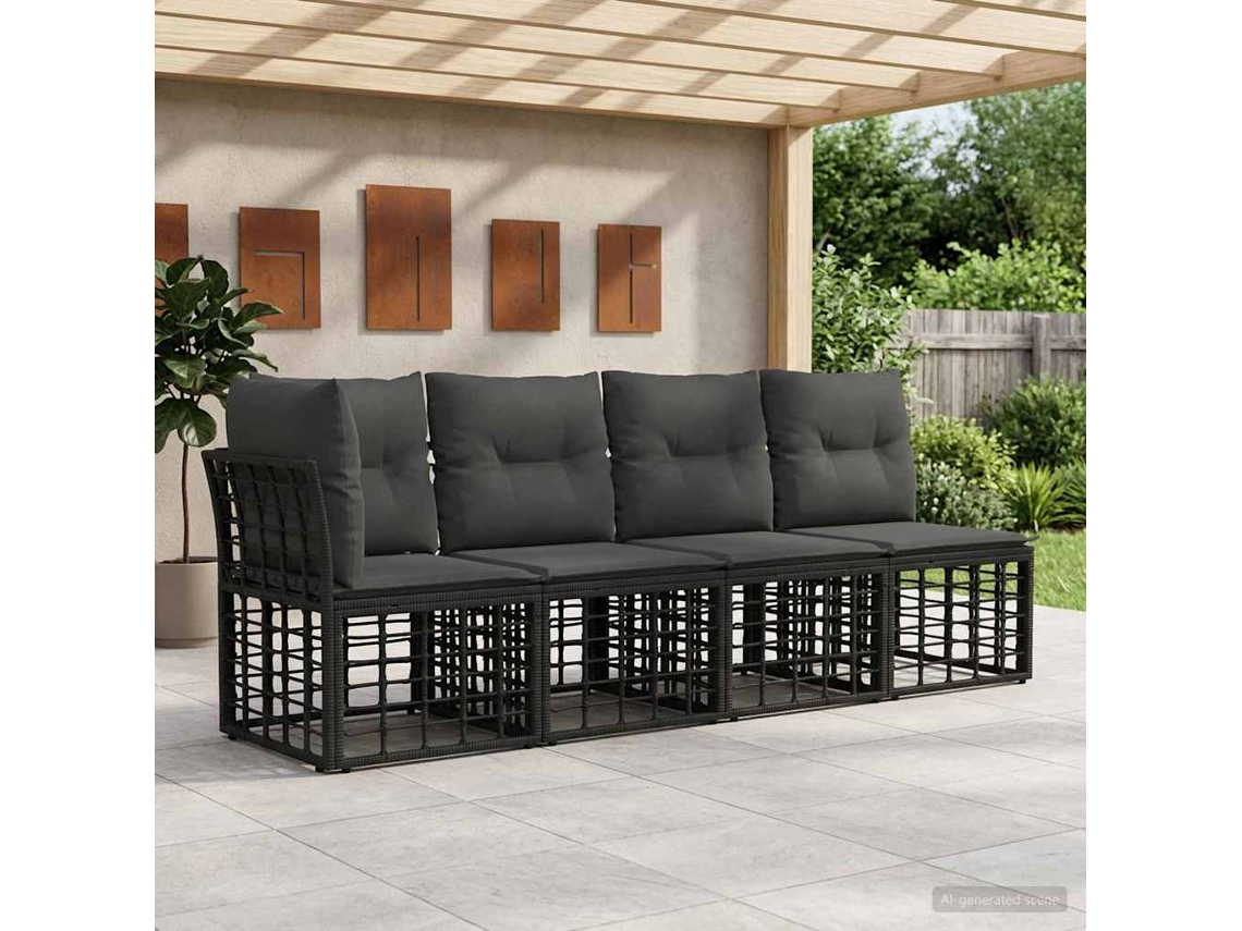 Vidaxl Sofá De Jardim Para 4 Pessoas Com Braço Esquerdo 4 Pcs
