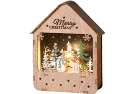 Luz Noturna de Natal com Led de Madeira Decorativo | S/MARCA
